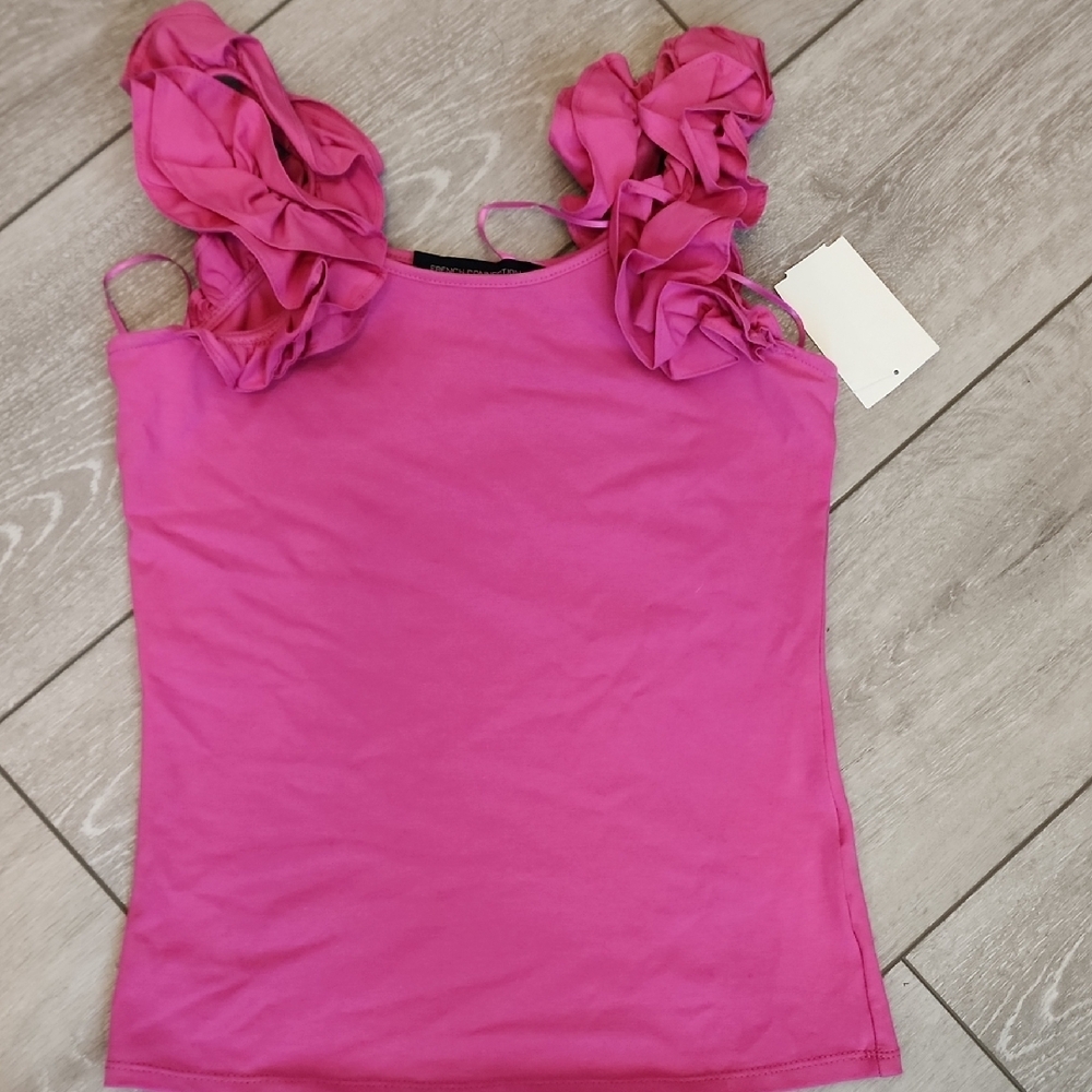 French Connection Pink Ruffled Sleeveless Top NWOT